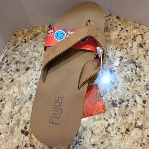 Flojos Men's Flip Flops Tan Brown Memory Foam Size 12 M US NEW Sandals Summer